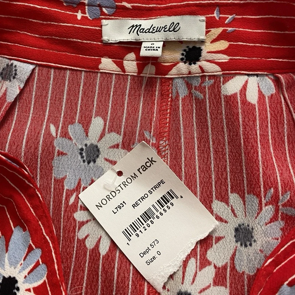 Madewell Womens Red Retro Stripe‎ Boho Floral Mini Skirt Daisy Size 0 Cottage